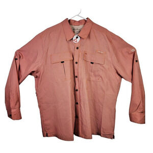 Eddie Bauer Outdoor Adventure Men's Long Sleeve Button-Up Shirt in Salmon Pink